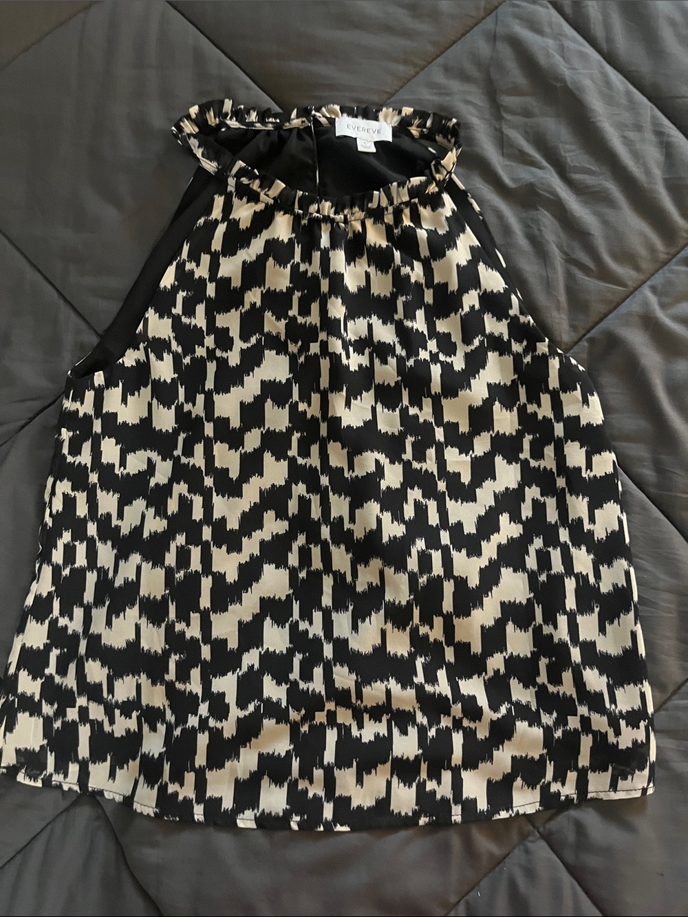 Evereve Black and Cream Printed Halter Blouse